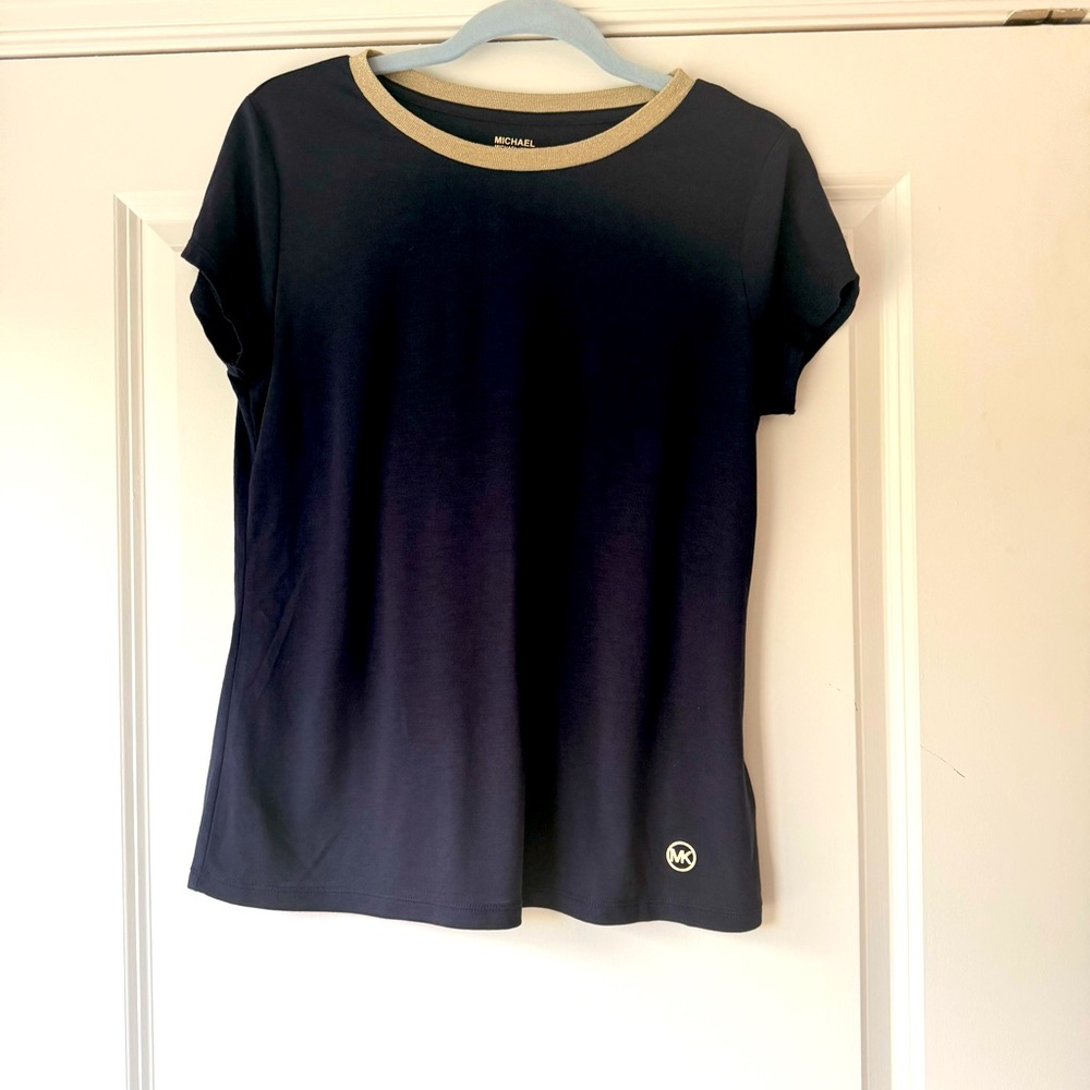 Michael Kors Women's Top, Navy with Gold Trim, Medium